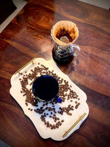 Fatehpore - White Marble Decor/ Serving Tray with Golden Handles