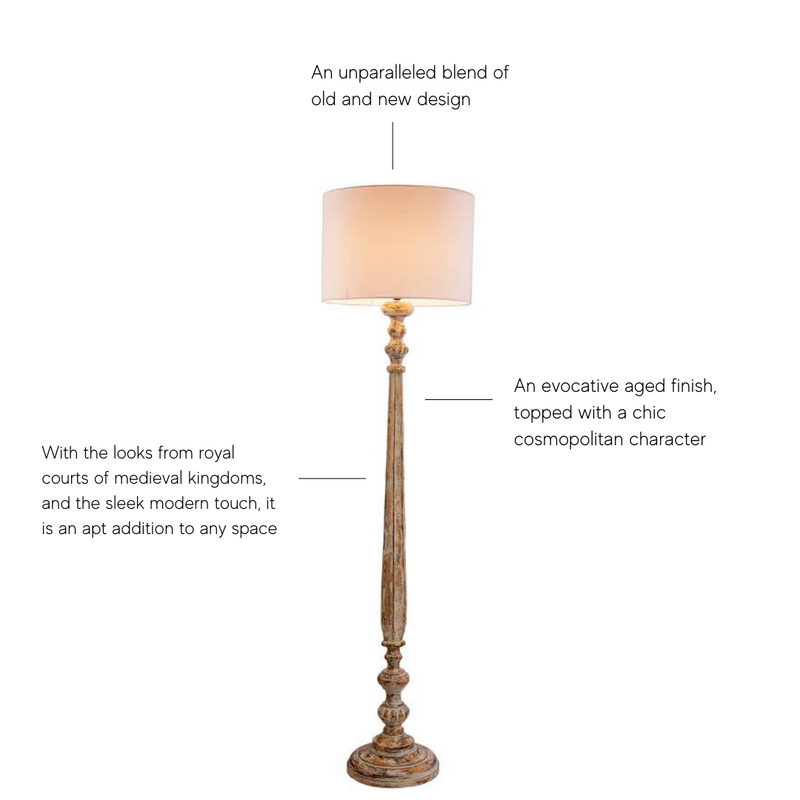 Old Delhi Court Wood Floor Lamp