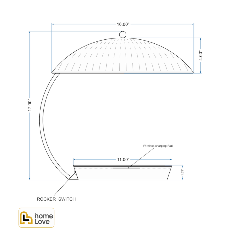 Oyster Table Lamp with USB Charger cadd | homelove.in