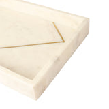 White Marble Vanity Tray with Gold Inlay